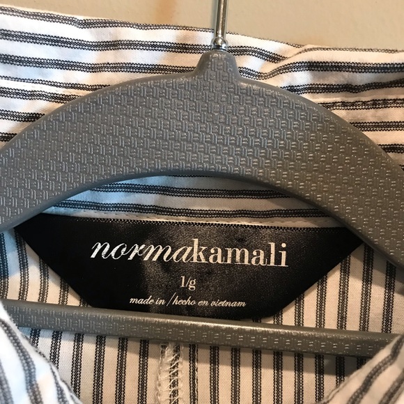 Norma Kamali Cap Sleeve Woven Shirt Dress Mattress Tick - Picture 2 of 9